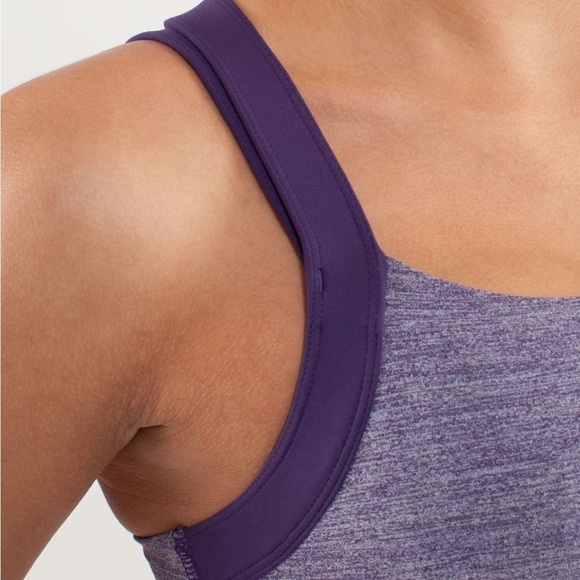 Lululemon Chaturanga Tank-Heathered Concord Grape Athletic Tank with Mesh- Size8 - Picture 3 of 15